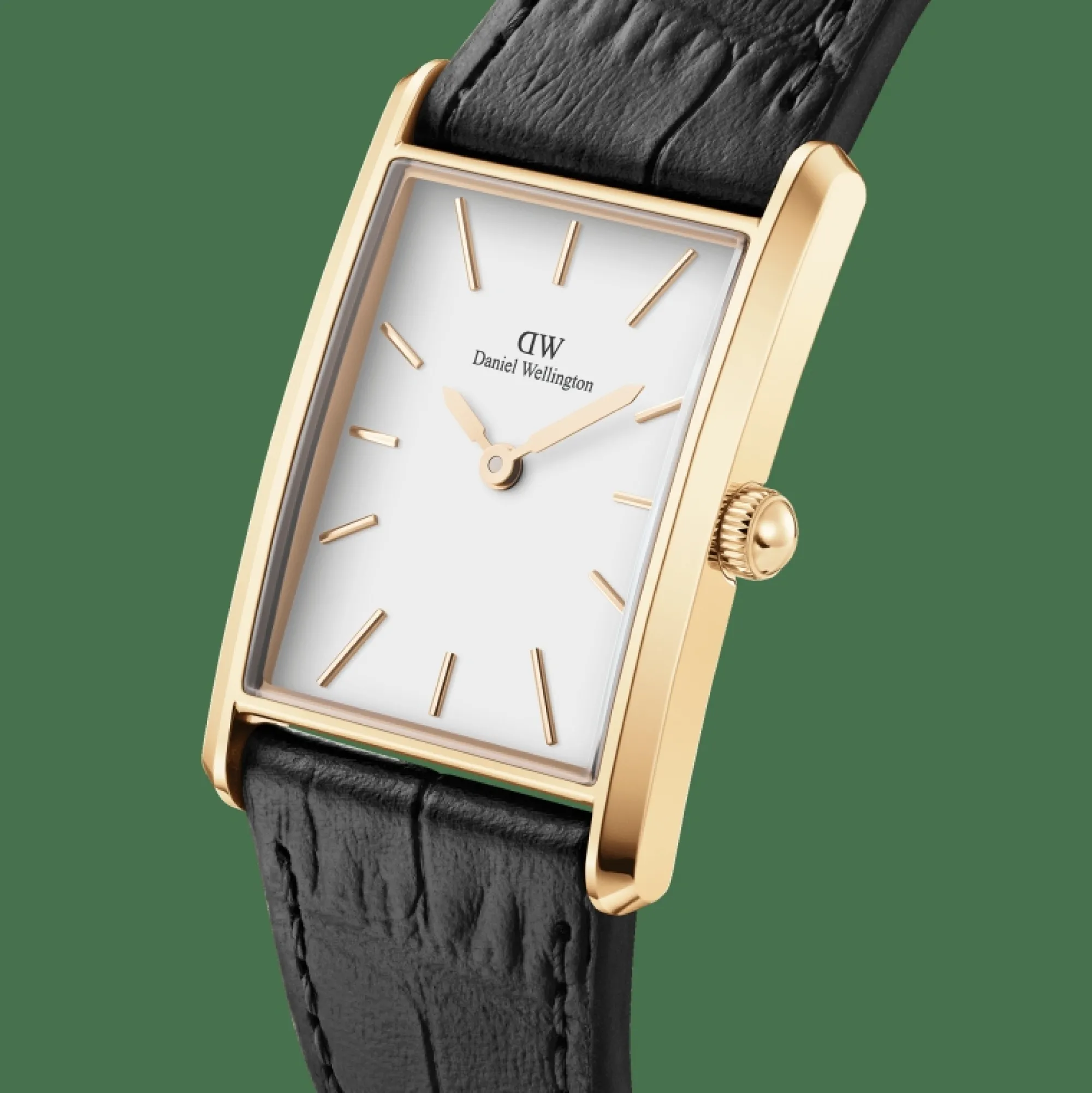 Daniel Wellington Damklockor<Bound Black Crocodile & Crystal Link Bracelet Gold