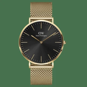 Daniel Wellington Herrklockor<Classic Mesh Onyx Gold