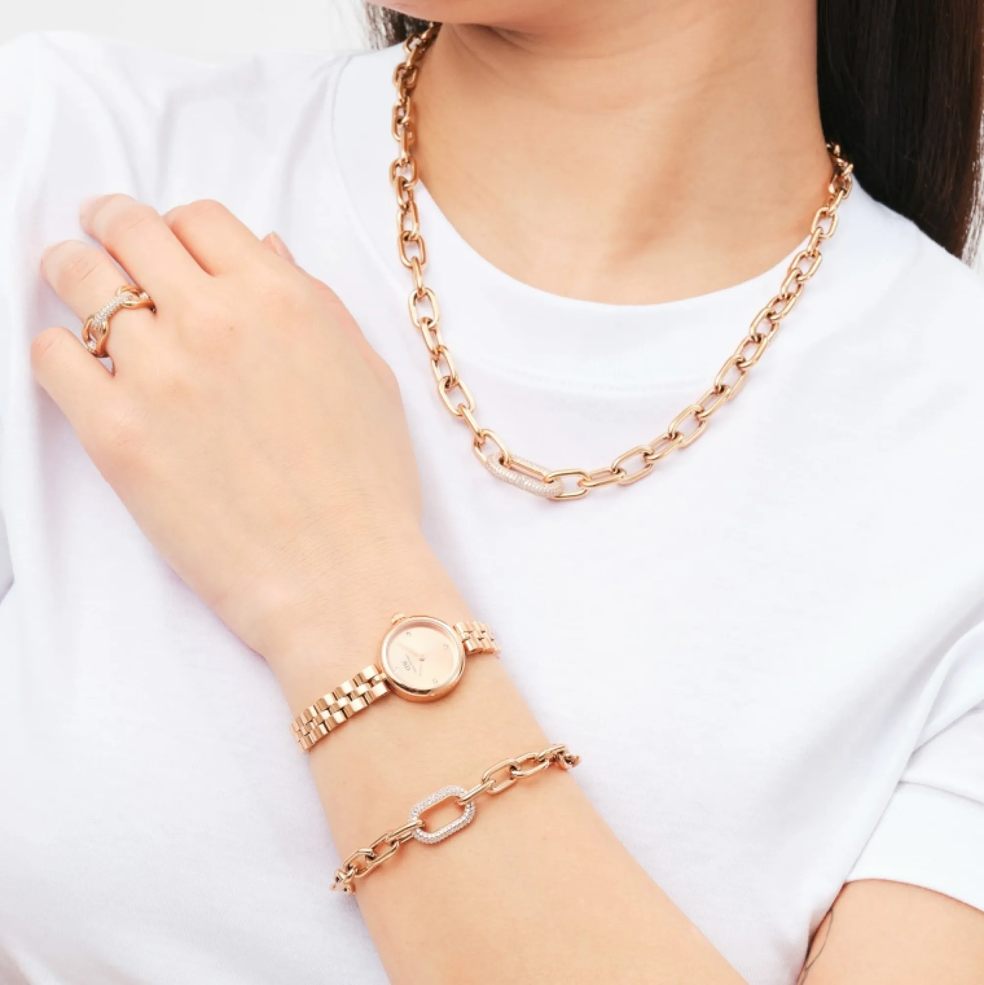 Daniel Wellington Ringar<Crystal Link Ring Rose Gold