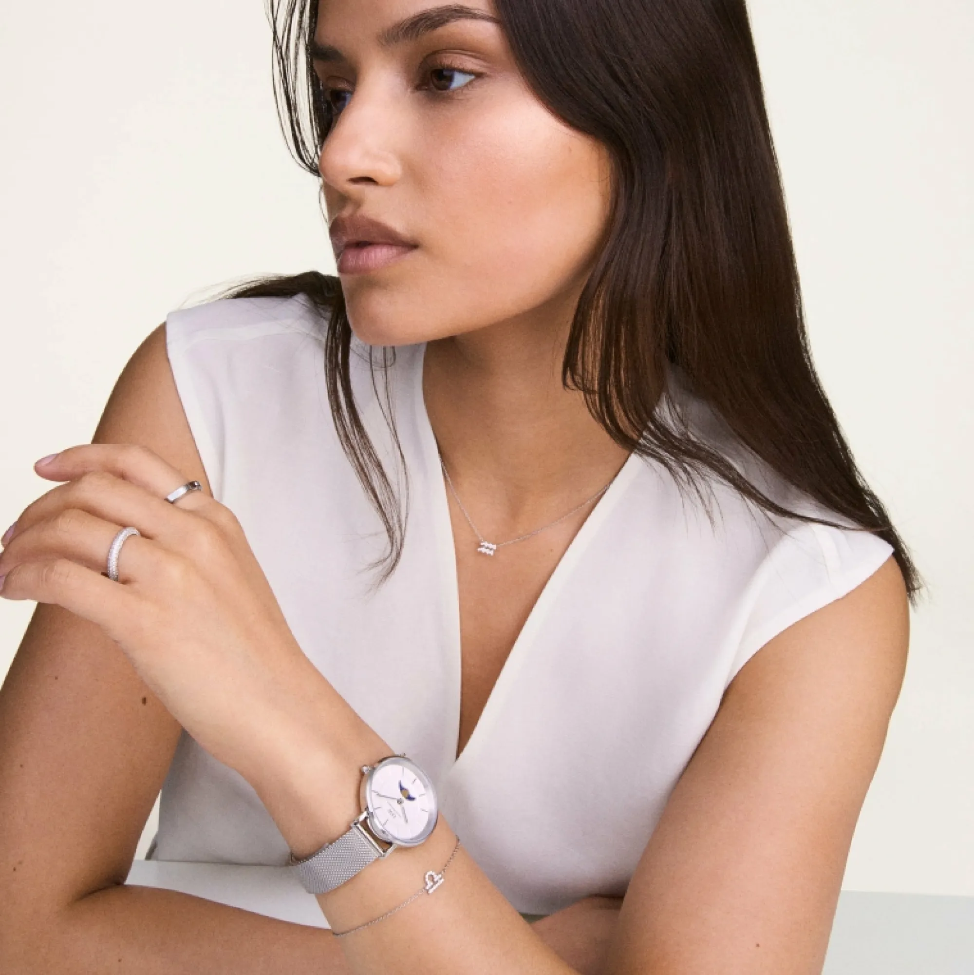 Daniel Wellington Halsband<Crystal Zodiac Chain Necklace Silver
