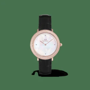 Daniel Wellington Damklockor<Crystalline Bezel Black Croc Rose Gold