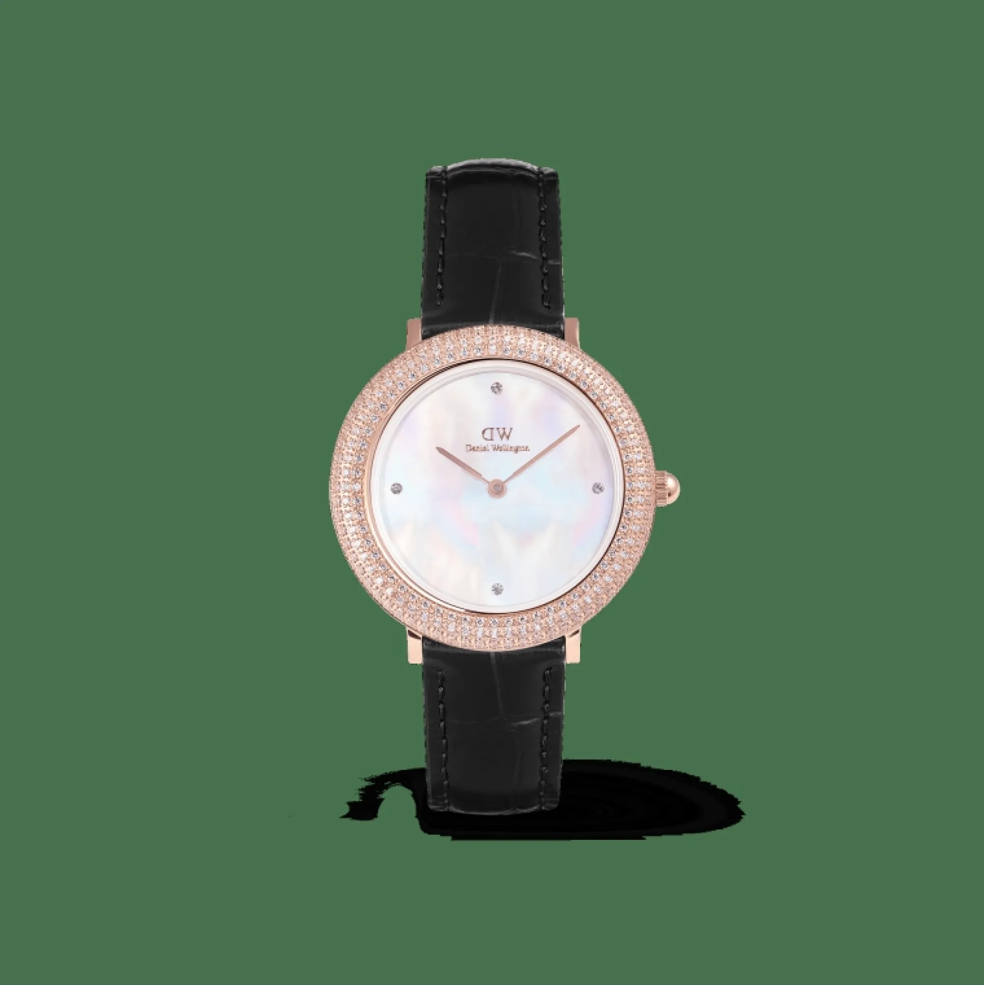 Daniel Wellington Damklockor<Crystalline Bezel Black Croc Rose Gold