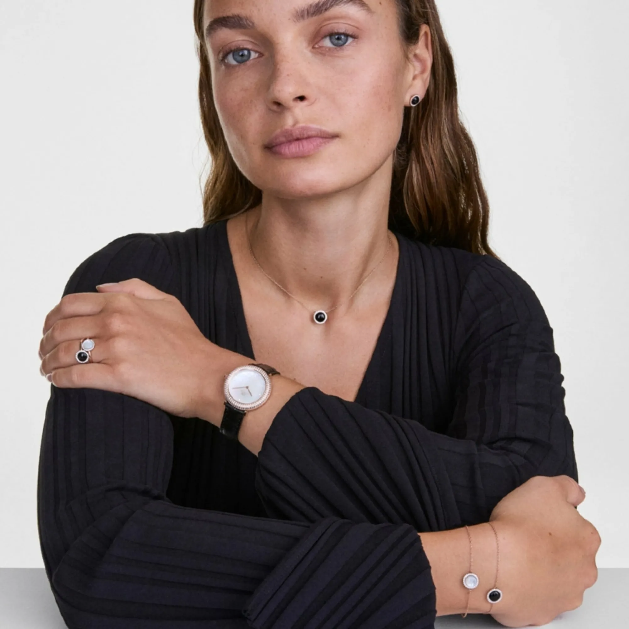 Daniel Wellington Damklockor<Crystalline Bezel Black Croc Rose Gold