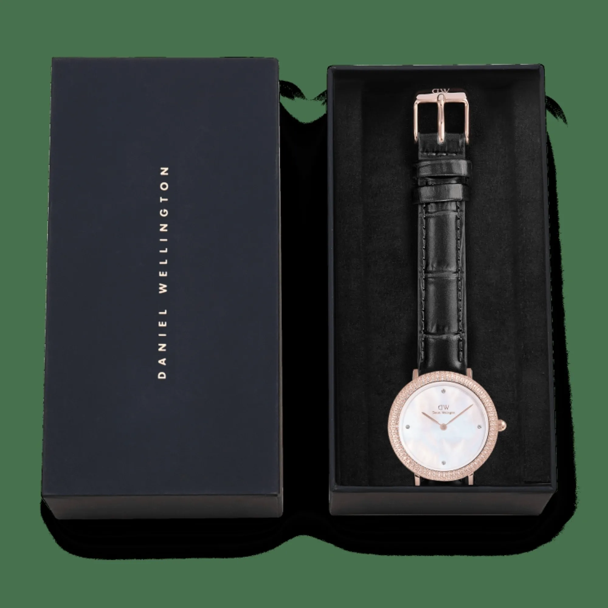 Daniel Wellington Damklockor<Crystalline Bezel Black Croc Rose Gold