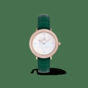 Daniel Wellington Damklockor<Crystalline Bezel Green Croc Rose Gold