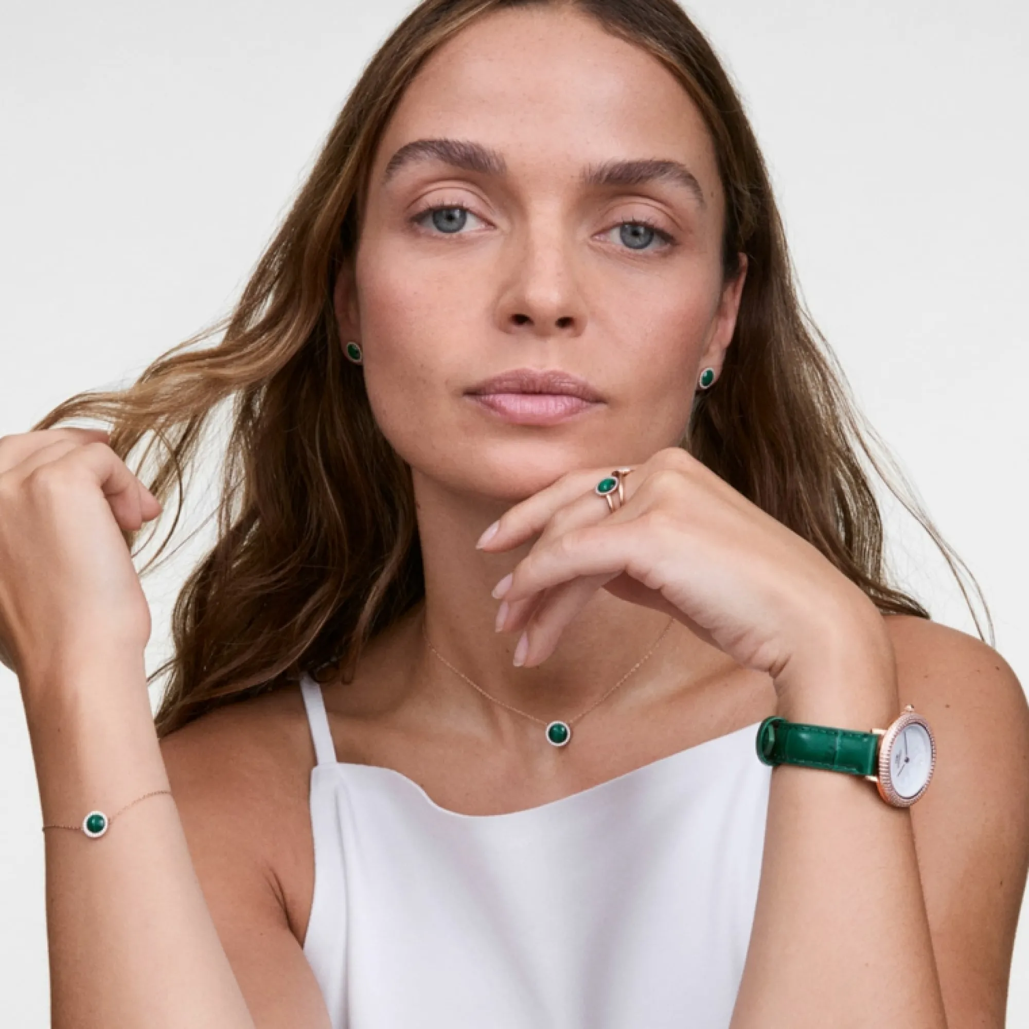 Daniel Wellington Damklockor<Crystalline Bezel Green Croc Rose Gold