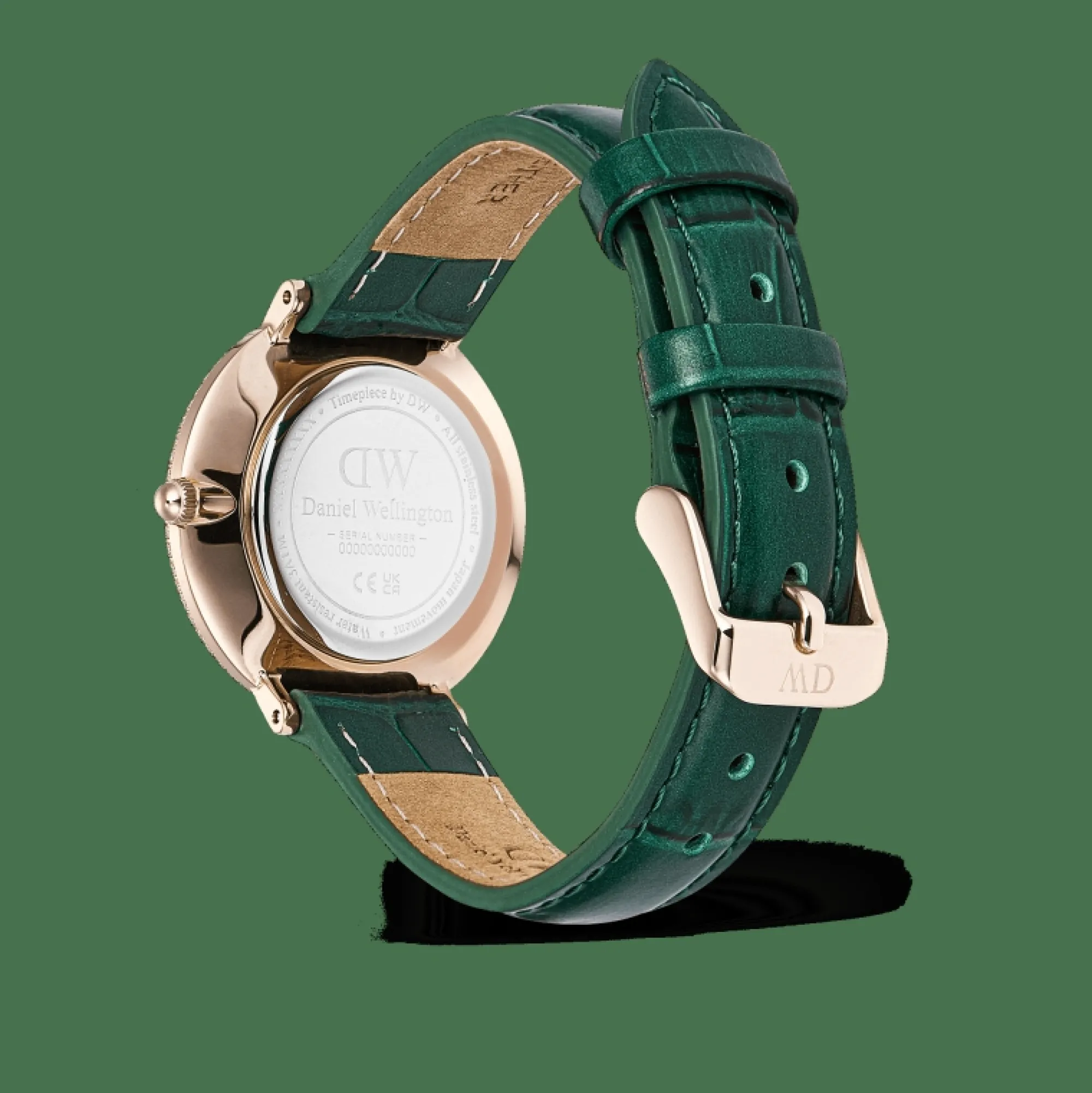 Daniel Wellington Damklockor<Crystalline Bezel Green Croc Rose Gold