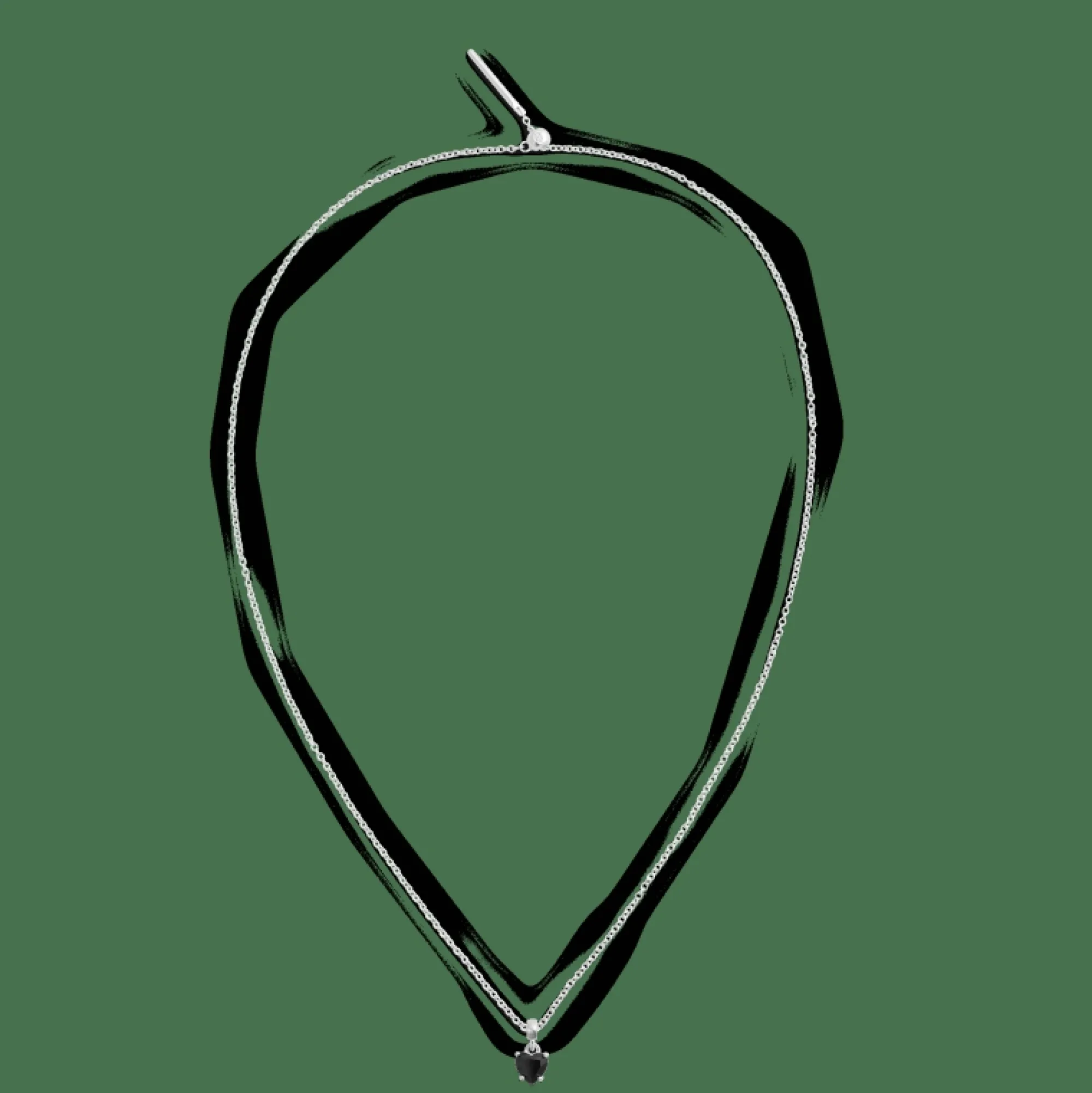 Daniel Wellington Berlocker<Heart Black Crystal Charm S925 Sterling Silver Silver/Black
