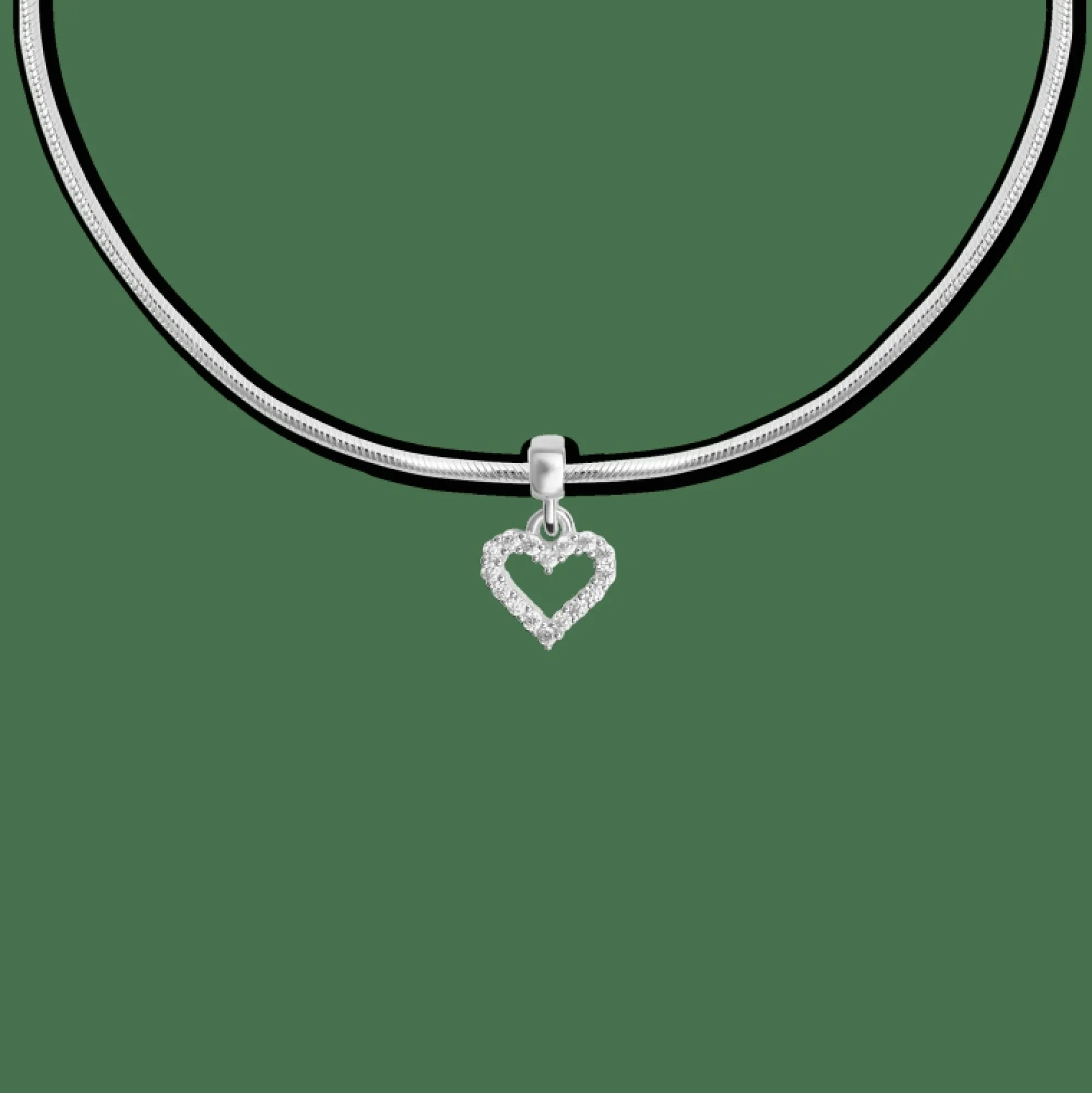 Daniel Wellington Berlocker<Heart Contour White Crystal Charm S925 Sterling Silver