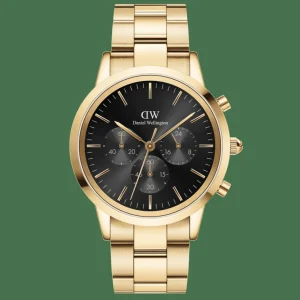 Daniel Wellington Herrklockor<Iconic Chronograph Link Onyx G Gold